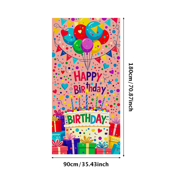 Colorful Happy Birthday Banner with Balloons Cake and Gifts Background Party Decoration for Birthday Party Photography Props Backdrop Supplies