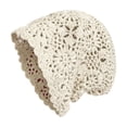 thumbnail image 2 of Gorro de crochet para mujer, suave, moderno y transpirable, ideal para vacaciones y viajes a la playa. Beige, 2 of 9