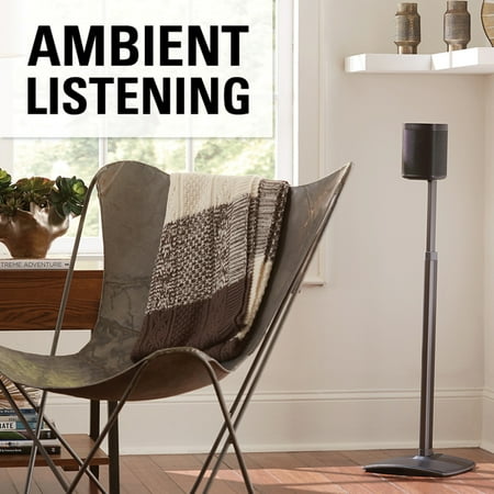 Sanus - Adjustable Height Speaker Stand for Sonos One, PLAY:1 and PLAY:3 Speakers - Black