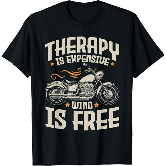 Cool Motorcycle Rider Men Therapy Motorcycle Lovers Biker T-Shirt men and women can wear, black, white, gifts