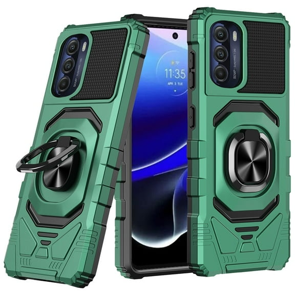 For Motorola Moto G Stylus 5G 2022 Hybrid Dual Layer with Rotate Magnetic Ring Stand Holder Kickstand Rugged Shockproof Cover ,Xpm Phone Case [ Green ]