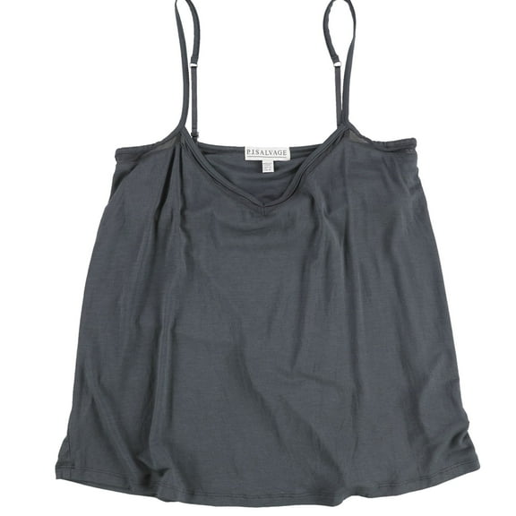 P.J. Salvage Womens Mesh V-Neck Pajama Sleep Tank Top, Grey, Small