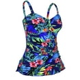 thumbnail image 3 of Hilor Womens 50's Retro Ruched Tankini Tops Ruffle Hem Swimsuit Tops Plus Size Swimwear Tops, 3 of 6