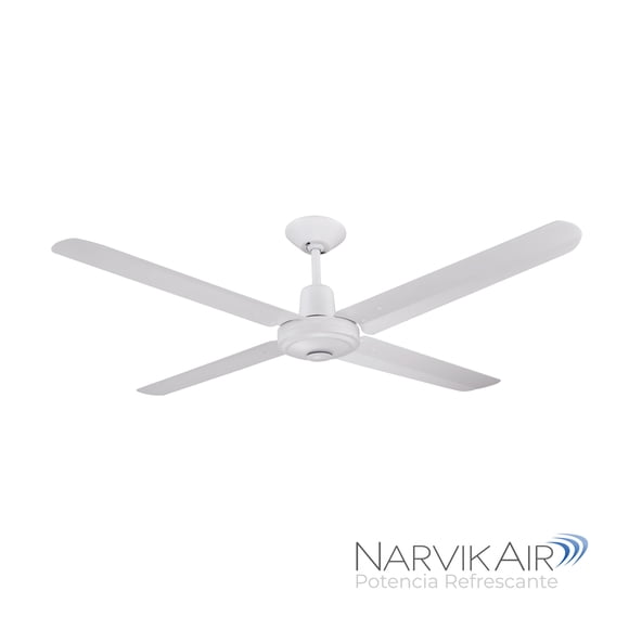 Narvik, Ventilador de Techo Industrial, 56 pulgadas, Blanco, 4 Aspas de Aluminio, Control de Pares, Nuevo