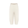 thumbnail image 5 of MLQIDK Pedal Pushers for Women Yoga Leggings Knee Length Trendy Summer High Waisted Knee Length Leggings Dressy Casual Yoga Capris with Pockets White L, 5 of 6