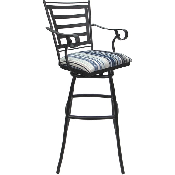 Aluminum Outdoor Indoor Bar Stool 30" Seat-Jenna Arms-Drift Blue Fabric - Gray