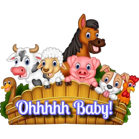Cartoon Farm Animal Themed Birthday Party Edible Icing Image Cake Topper, by Tnct.