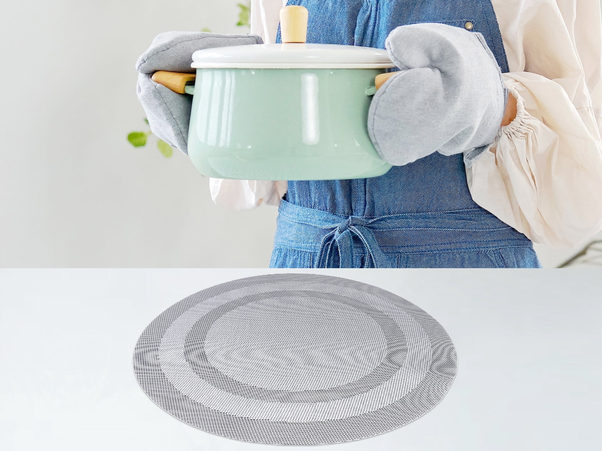 Unique Bargains Set of 6 Round Placemats for Kitchen Dining Table Decor Gray