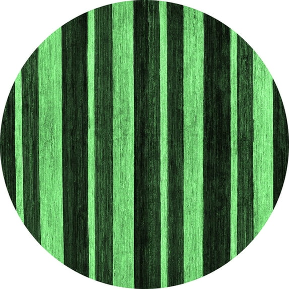 Ahgly Company Indoor Round Abstract Emerald Green Modern Area Rugs, 5' Round