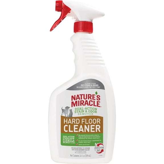 Hard Floor Cleaner, 24 Ounces, Dual-Action Stain and Odor Remover Works to Remove Tough Pet Stains and Odors On Sealed Wood and Hard Floor Surfaces