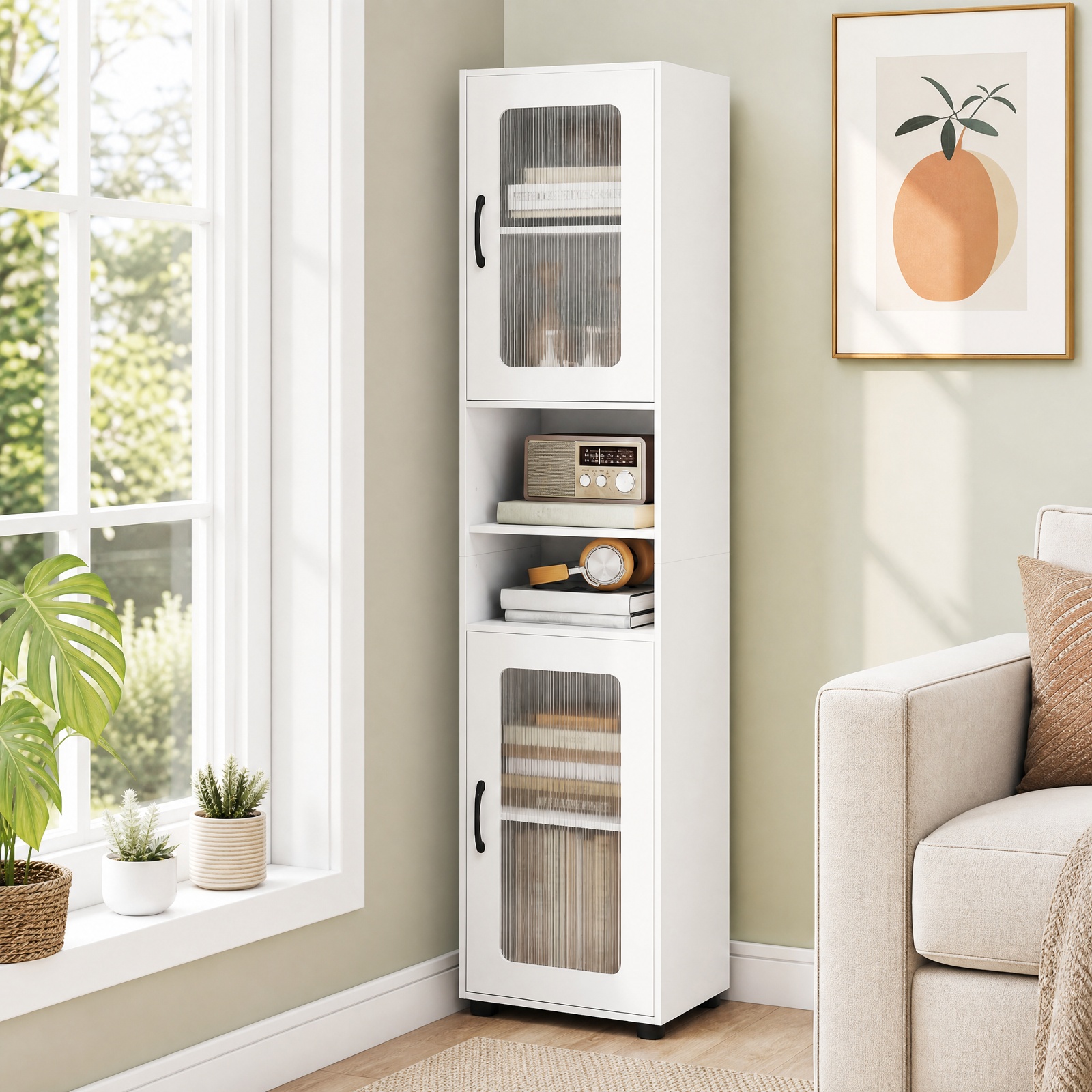 Vebreda Freestanding Bathroom Storage Cabinet, Tall Bathroom Storage Cabinet 67 Inches Freestanding Storage Organizer, Flexible Storage Options