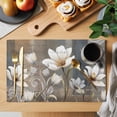 thumbnail image 2 of Brown Grey Floral Placemats Set of 4, Spring Summer Botanical Vintage Placemats for Dining Table, Place Mats for Kitchen Tabletop, Waterproof Wipeable Dining Table Mats Set, 2 of 9