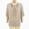 thumbnail image 4 of ZJXFGS Boho Tops for Women Petite Tops for Women Women's Linen Boho Tops Dressy Fringe Tops for Women Embroidered Tops for Women Beige L, 4 of 7