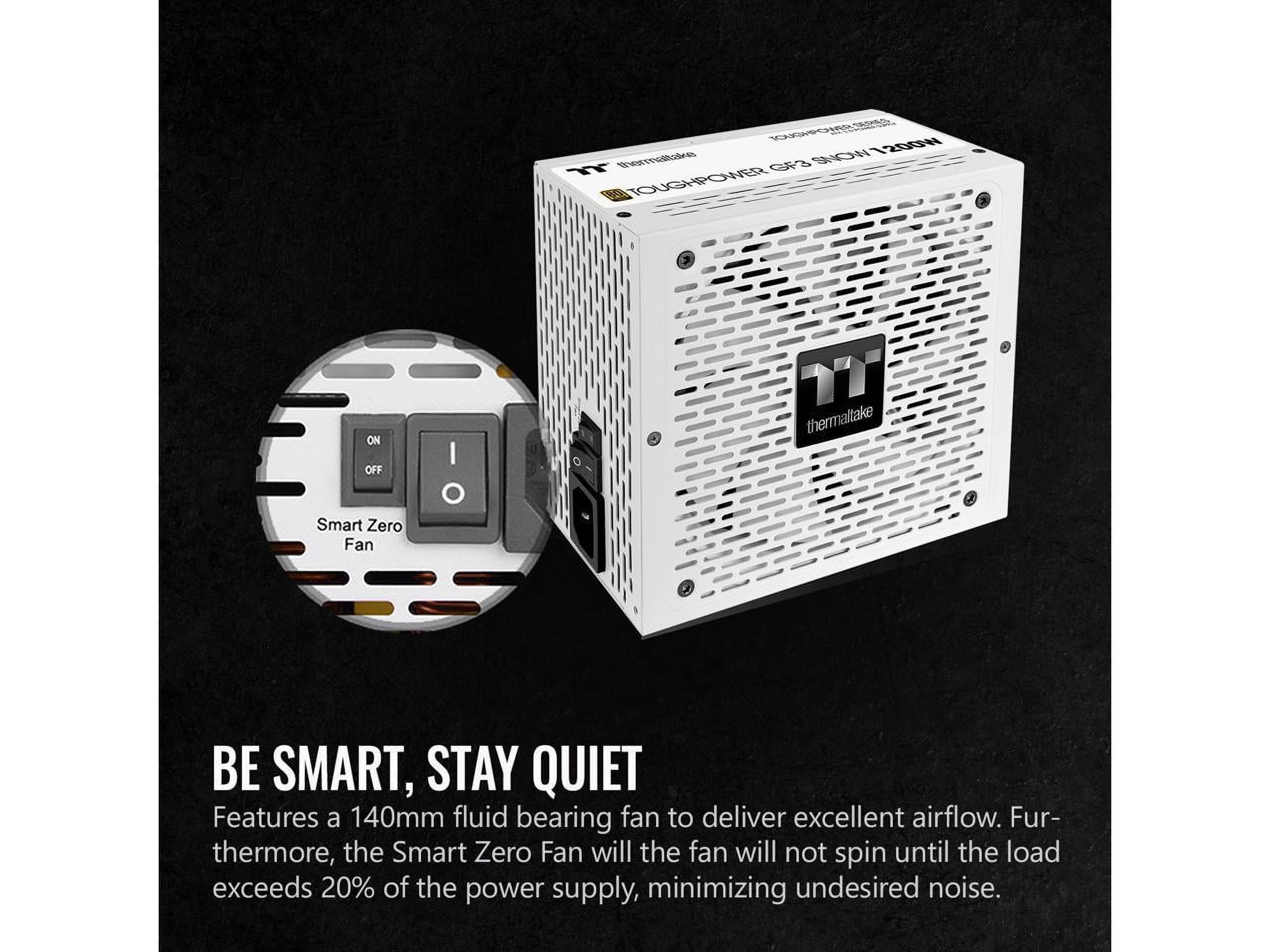 Thermaltake Toughpower GF3 Snow TPD-1200AH3FLG 1200W Power Supply - Internal - 120 V AC, 230 V AC Input - 3.3 V DC, 5 V DC, 12 V DC, -12 V DC, 5 V SB Output - 1200 W - Active PFC - 1 +12V Rails - 1...