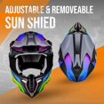 thumbnail image 3 of Casco de moto Oumurs con doble visera para adultos, negro, XL, con accesorios, 3 of 9