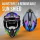 thumbnail image 2 of Casco de moto Oumurs con doble visera para adultos, talla M, negro, con guantes, 2 of 9