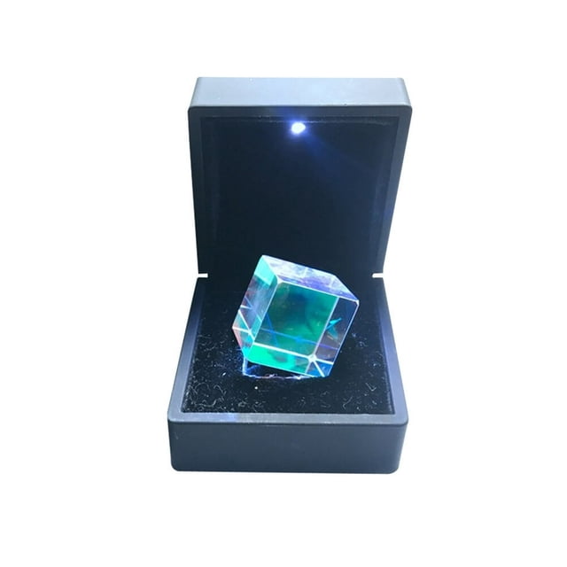 HLONK Optical Glass RGB Dispersion Cube for Physics Teaching Decoration Arts with Delicate Gift Box 2.0x2.0x2.0cm