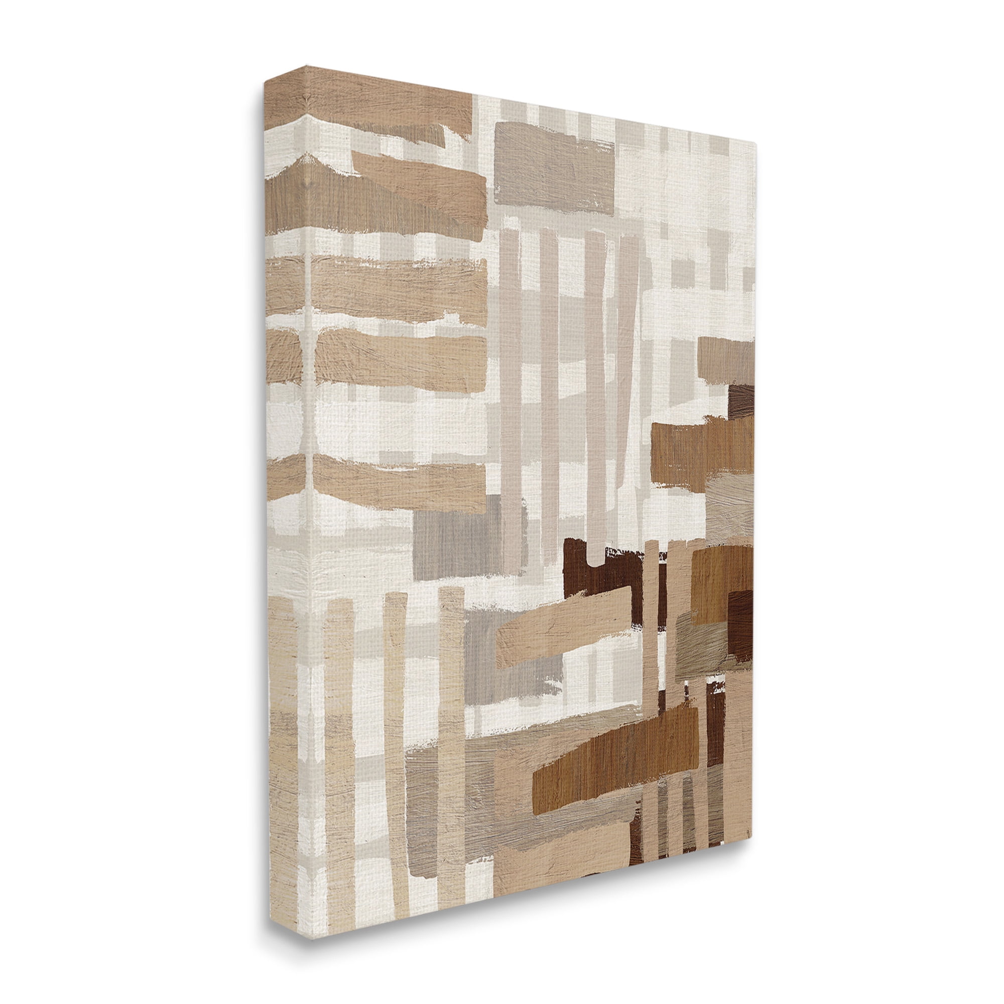 Stupell Industries Natural Hatched Hues Abstract Painting Gallery Wrapped Canvas Art Print Wall Art, 30 x 40