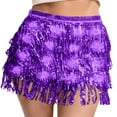 thumbnail image 5 of AGWOLF Women Tassel Sequin Skirt Sparkly Elastic High Waist Skirts Shiny Led Mini Skirts Fringe Belly Dance Hip Scarf Rave Party Outfit, 5 of 7