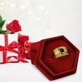 thumbnail image 4 of Travelwant Golden Ring with Hexagon Velvet Double Slots Ring Heirlooms Box Engagement Ring Box Velvet Jewelry Ring Box Engagement Wedding Box Keepsake Box Bridal Photo Ring, 4 of 7