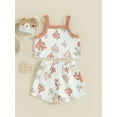 thumbnail image 4 of Suealasg Toddler Baby Girls 2Pcs Summer Outfits 6M 1T 2T 3T Kids Girls Beach Clothes Set Sleeveless Spaghetti Straps Coral Print Camisole Tops Elastic Waist Shorts Set 0-3 Years, 4 of 9