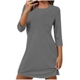 thumbnail image 3 of QNANSPI Womens Nightgowns, Casual Sleepwear for Women, Women's Heart Printed Three Quarter Sleeve Round Neck Comfortable Short Nightdress, 3 of 7