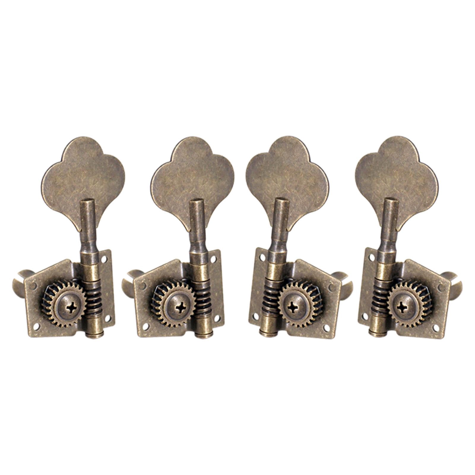 LeeQinersw 4 Open Bass Tuning Pegs Electric Bass Tuning Pegs Machine Heads Knobs Metal Bass 2L2R Bronze