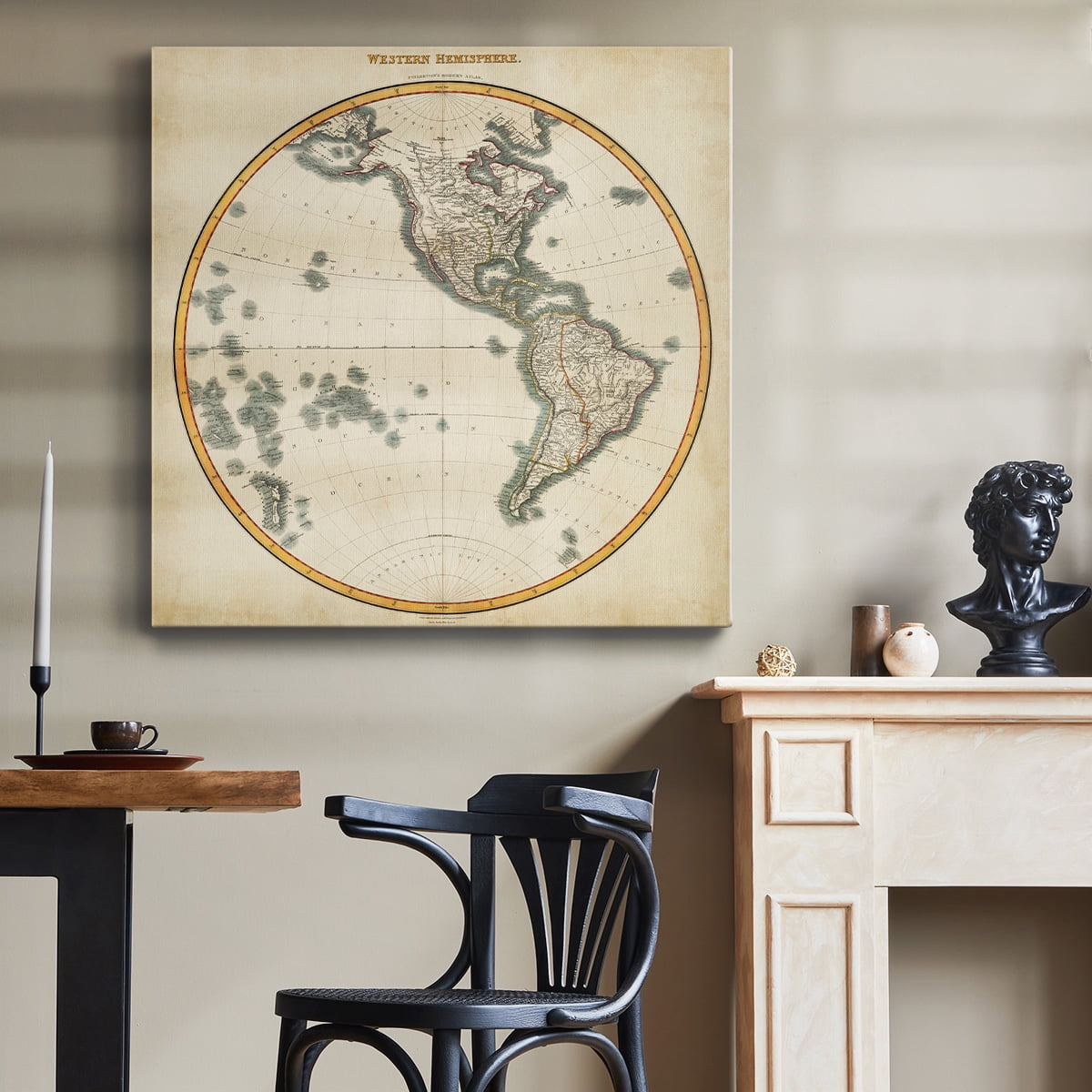 Wexford Home 1812 Western Hemisphere-Premium Gallery Wrapped Canvas, 24" x 24" - Ready to Hang