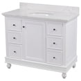 thumbnail image 2 of Bella 42" Bathroom Vanity with White Cabinet and Engineered Marble Top, 2 of 7