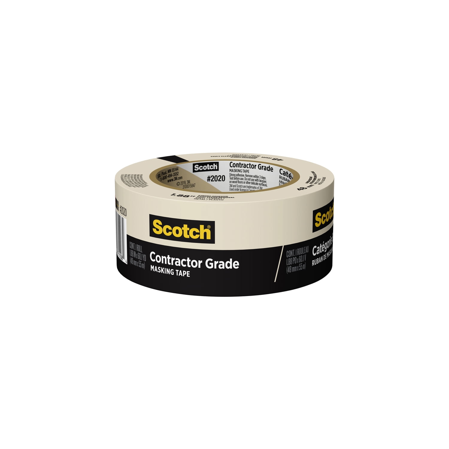 48 mm x 55 m Scotch® General Purpose Masking Tape 2020-48A 1.88 in x 60.1 yd 