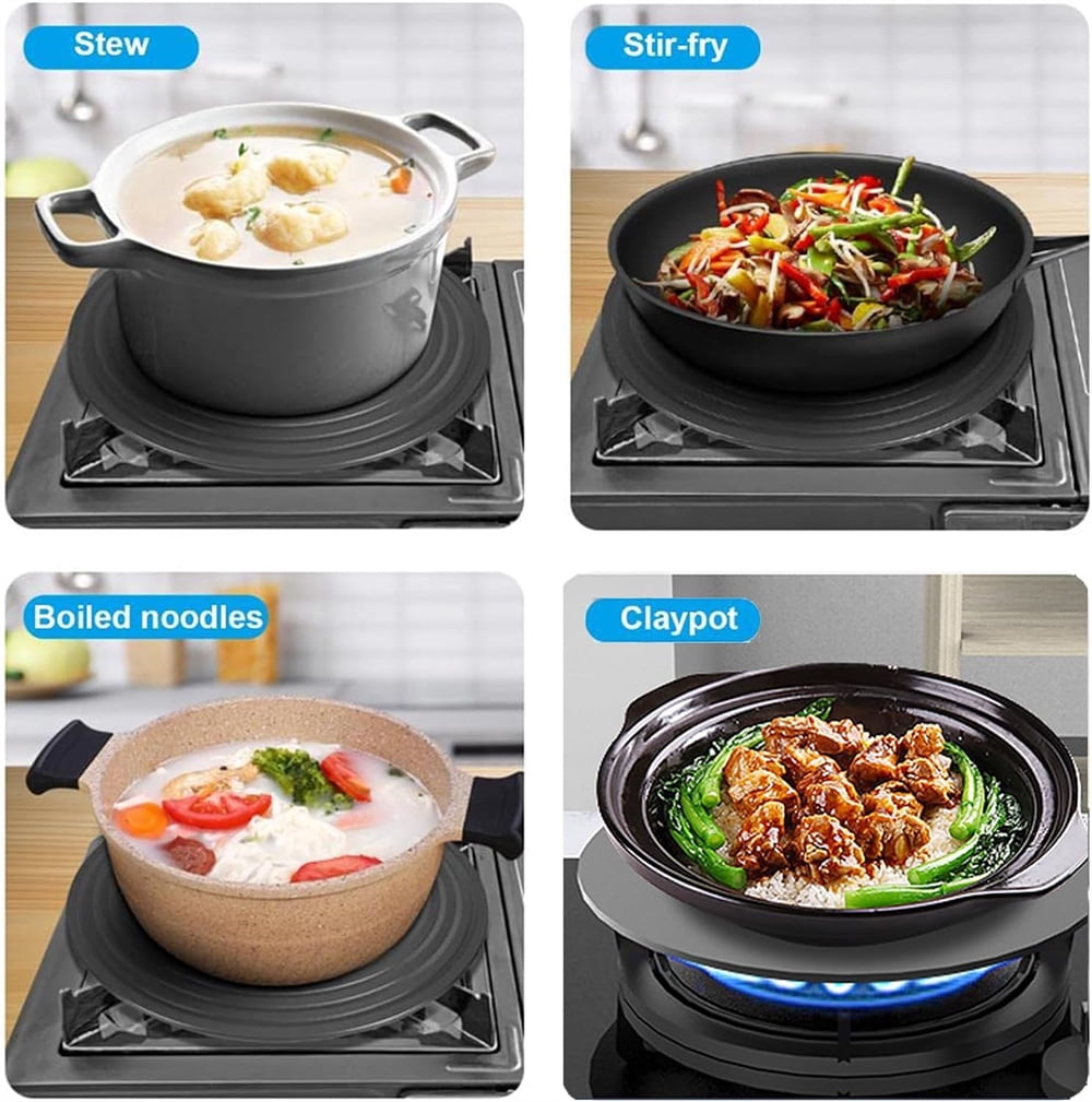NOGIS Gas Stove Diffuser 11" Range Heat Diffuser Plate, Aluminum Gas Reducer Flame Guard Simmer Ring Plate, Round Fast Defrosting Tray, Protects Pot Cookware Accessories