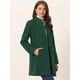 thumbnail image 2 of Abrigo de Invierno Elegante Allegra K Largo de Un Solo Pecho Cuello Alto Verde Oscuro XL, 2 of 6