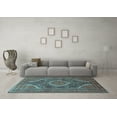 thumbnail image 3 of Ahgly Company Indoor Square Medallion Light Blue Traditional Area Rugs, 6' Square, 3 of 4