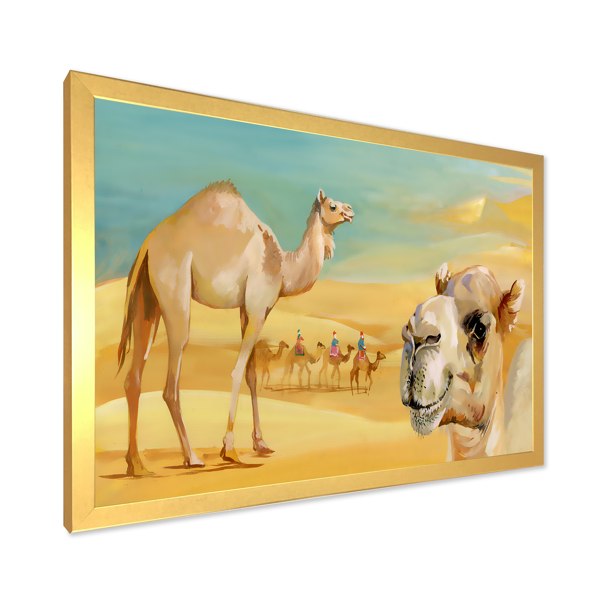 Designart 'Camels In Wild Desert II' Farmhouse Framed Art Print