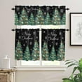 thumbnail image 4 of Christmas Black Kitchen Curtains and Valances Set, Rod Pocket Curtains Tier Farmhouse Window Curtains 36 Inch Length, Xmas Pine Trees Snowflake Winter 3 Piece Kitchen Curtains Set, 4 of 6