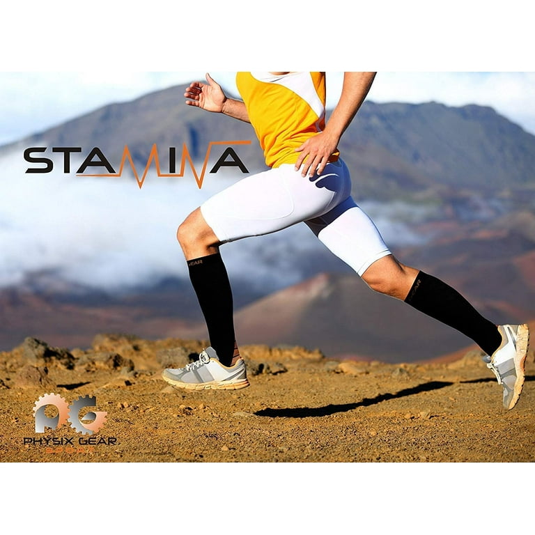 Physix Gear Compression Socks for Men & Women 20-30 mmHg Graduated Athletic  for Running Nurses Shin Splints Flight Travel & Maternity Pregnancy - Boost  Stamina Circulation & Recovery ORG S/M (1 Pair) 