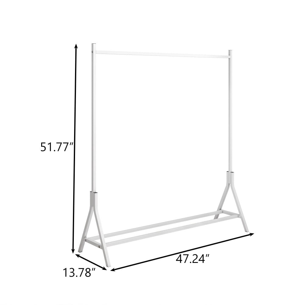 Garment Rack Freestanding Clothes Rack, Heavy-Duty Metal Clothing Rack with Shoe Shelf, Industrial Pipe Design, Space-Saving Hanger, White