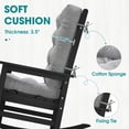 thumbnail image 3 of JUSTLET HDPE Single Rocking Chair with 1 Detachable Cushion - Waterproof, All-Weather Durable Outdoor Seating, Perfect for Poolside, Garden, Balcony, Black Chair & Gray Cushion, 3 of 10
