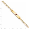 thumbnail image 3 of 14K Yellow Gold Medical Polished Red Enamel ID with Semi-Solid Figaro Bracelet, 3 of 3