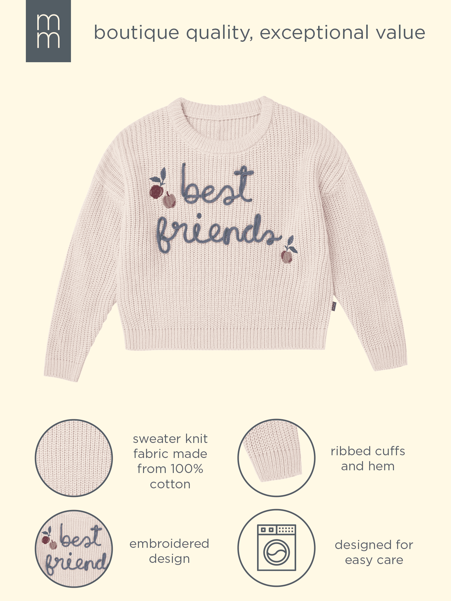 Modern Moments by Gerber Toddler Girl Affirmation Sweater, Sizes 12 Months - 5T