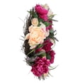 thumbnail image 2 of Northlight 22" Unlit Pink Peony and Rose Artificial Spring Twig Wreath, 2 of 3