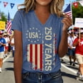 thumbnail image 2 of Women's 250 Anniversary USA Shirt 250th Anniversary USA Shirt V Neck American Flag Patriotic 4th of July Shirts, 2 of 5