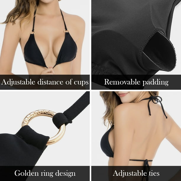 Women's Solid Color Ring Fashion Women's Striped Split Swimwear Versatile  Bikini Bikini Line Exfoliating Scrub