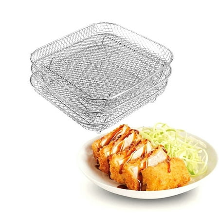 

Xinduolei Square Stainless Steel Air Fryer Grill Dehydrator Rack Air Fryer Removable Multiple Stand Air Fryer Racks for Cooking