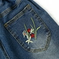 thumbnail image 4 of Kidscool Space Girls Floral Embroidered Ripped Washed Elastic Waist Jeans,Flower and Bowknot,7-8 Years, 4 of 4