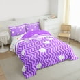 thumbnail image 3 of jejeloiu Cartoon Bowtie Loves Twin Comforter Sets,Purple Striped Lines Bedding Set For Girl Reversible 2-Piece, 3 of 8