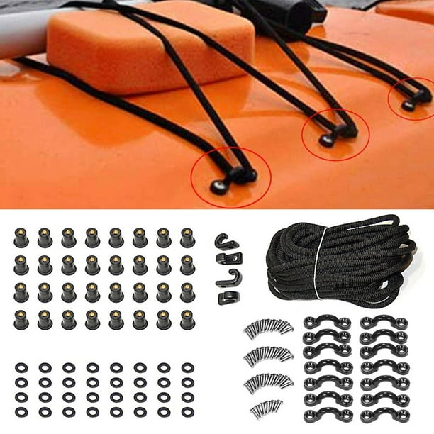 Kayak Deck Bungee Rigging Kit with Rubber Band Elastic Rope Screw Nut