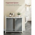 thumbnail image 3 of Boutique Home Laundry Hamper with 2 Removable Bags, Metal Frame, White/Light Gray, 3 of 7