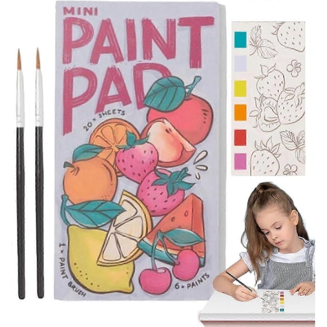 Watercolor Painting Book Minis Paint Pad with 2 Paintbrush Portable Travel DIY Watercolor Coloring Books for Kids Adults