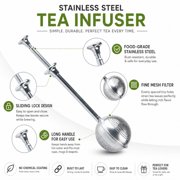Tea Infuser for Loose Tea, Large Capacity Stainless Steel Tea Ball with Long Handle & Push Rod, Durable Tea Strainer, TIKA